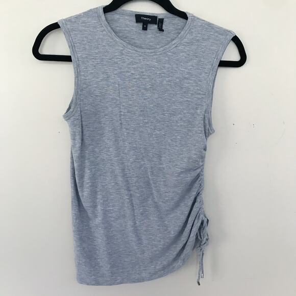 Theory Rimaeya Tie Side Cinched Gray Tank Top M - Picture 4 of 11